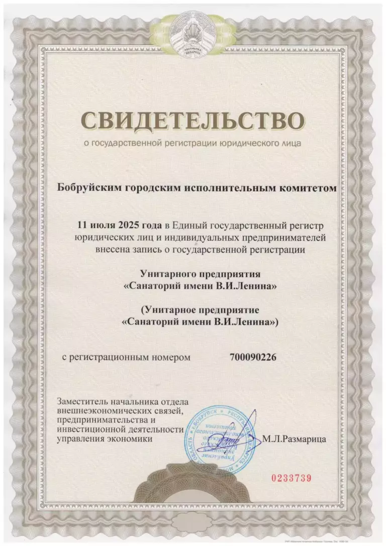 Свидетельство о госрегистрации 2025